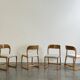 Set of 4 vintage Baumann sled chairs in ecru velvet