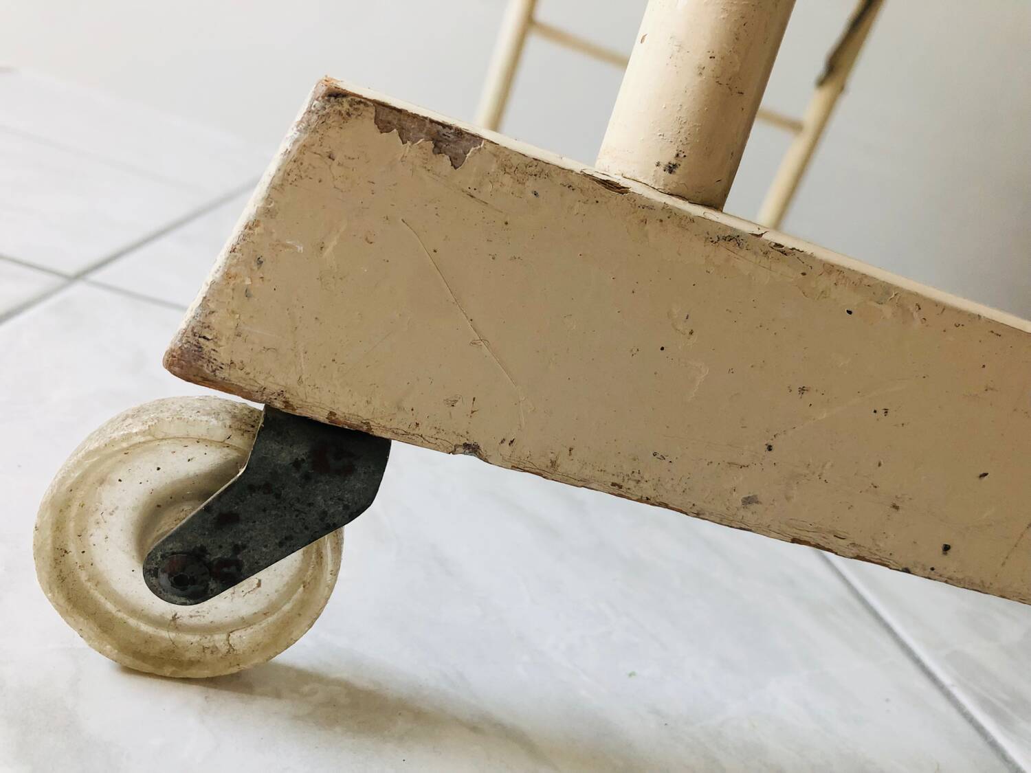 Wood and wicker cradle from the 1950s.