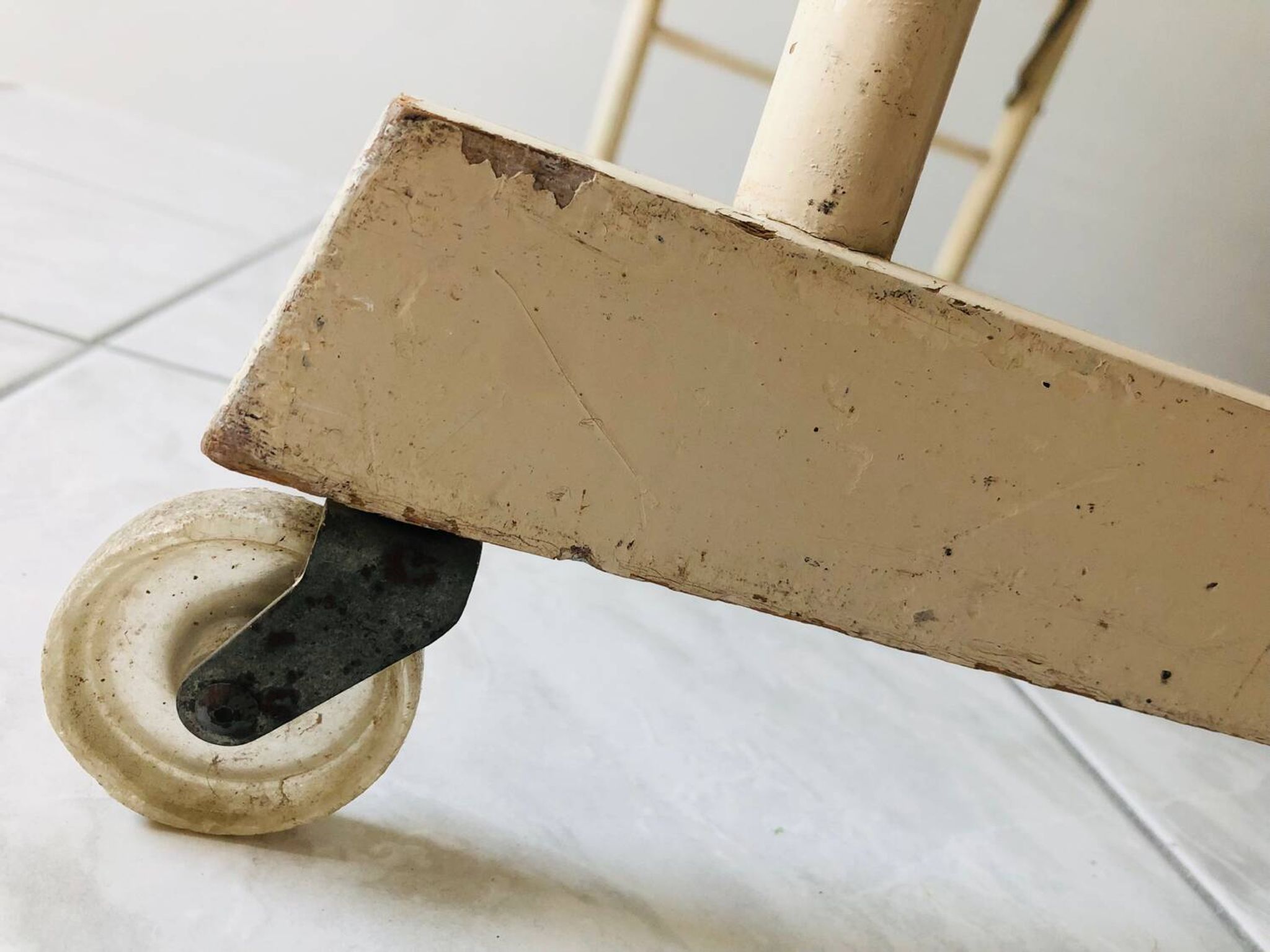 Wood and wicker cradle from the 1950s.