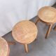 Set of 4 tripod stools in golden oak 1950
