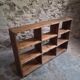 Old workshop shelf in French pine, industrial shoe cabinet, around 1900.