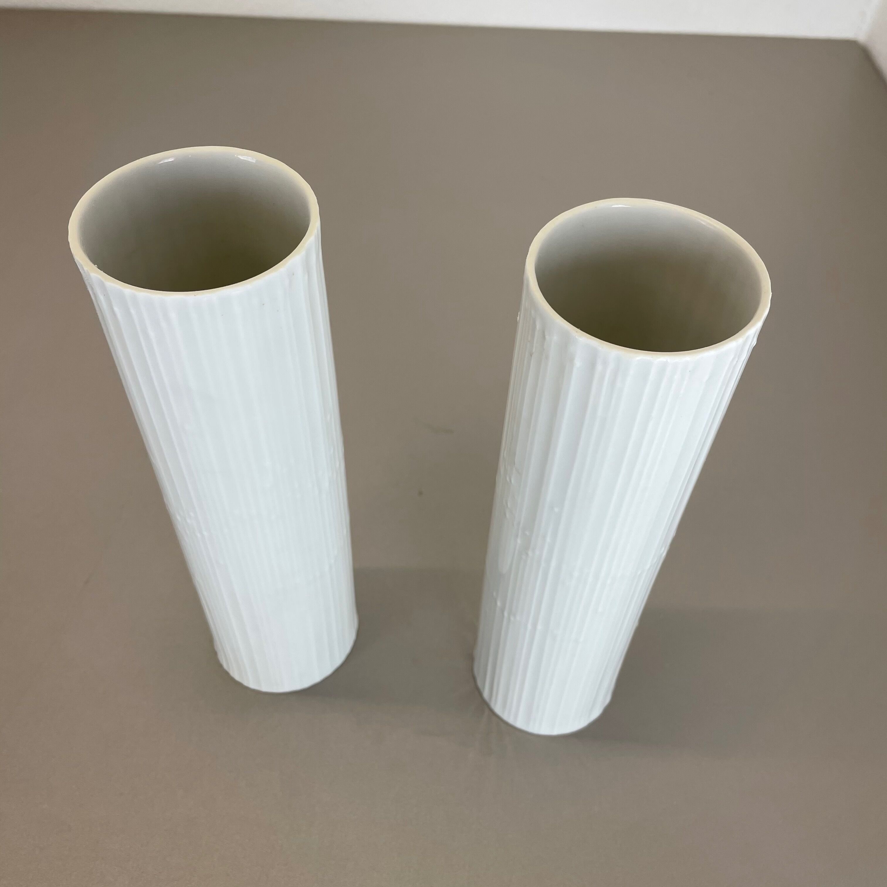 Set of 2 Abstract Op Art Vase Tapio Wirkkala Rosenthal Studio Line Germany 1980s