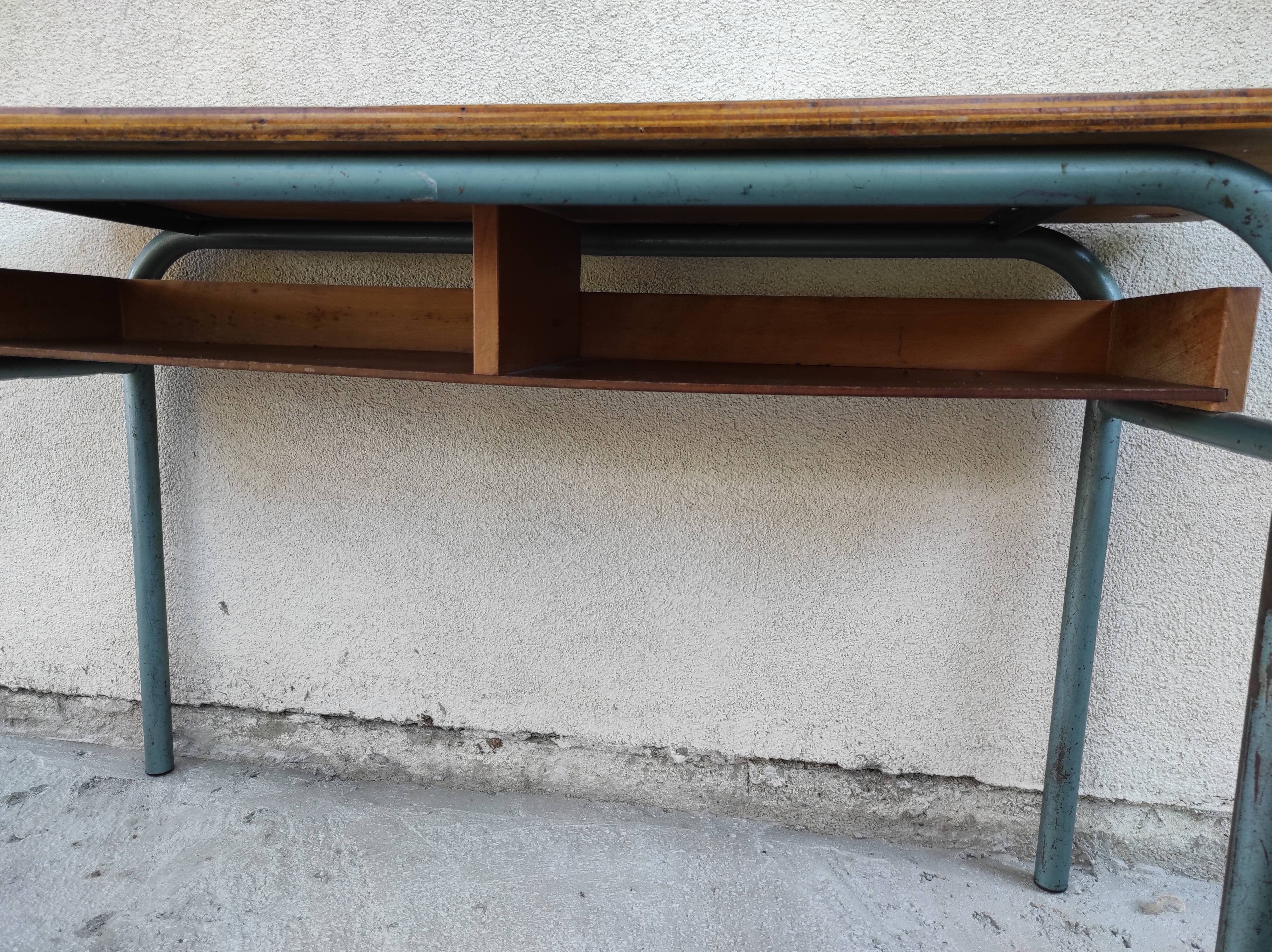 Hitler style 1960 double school desk with locker