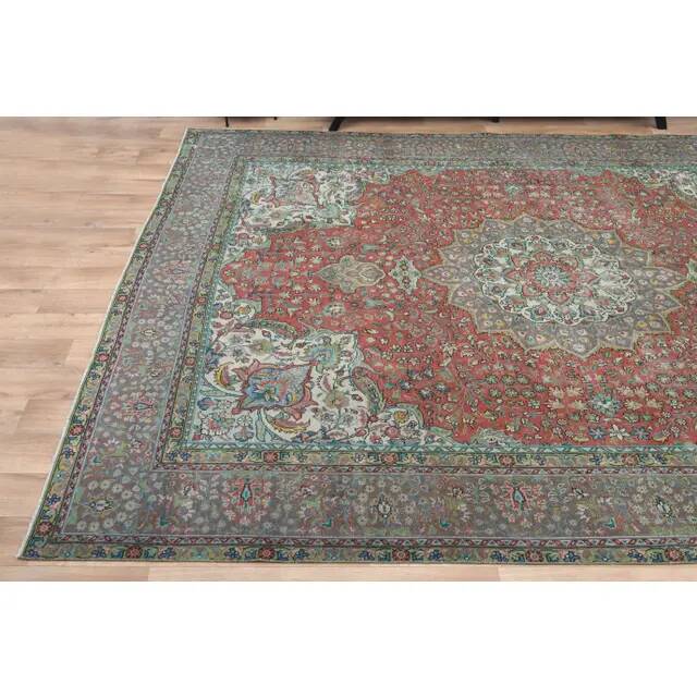 1970s Vintage Persian Handmade Wool Red Oversized Area Rug 286x378