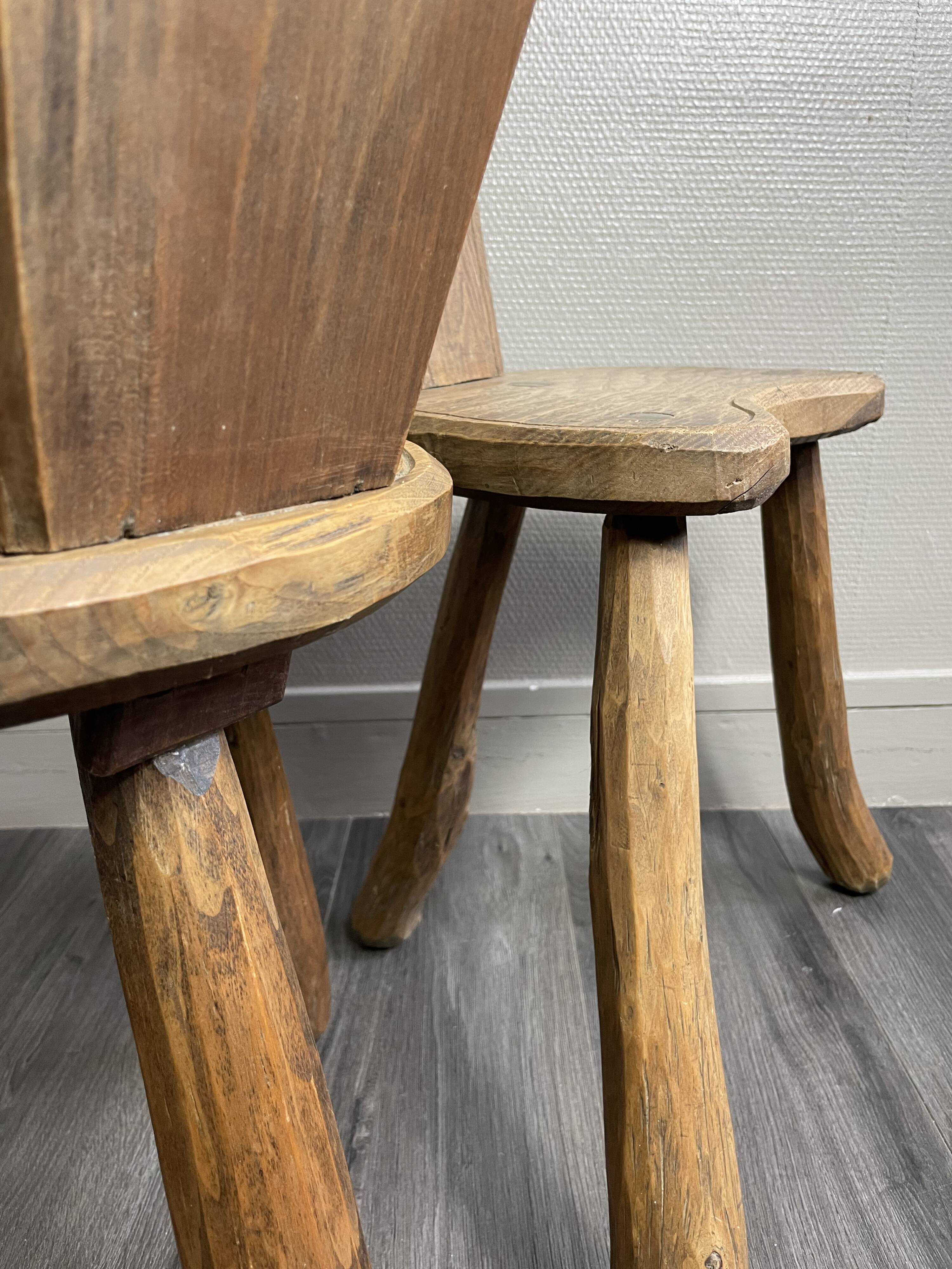 Pair of solid wood farmhouse stools