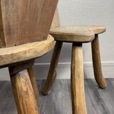 Pair of solid wood farmhouse stools