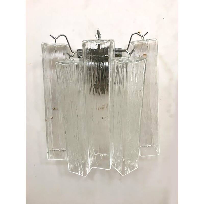 21st Century Clear "Squared" Murano Glass Wall Sconces