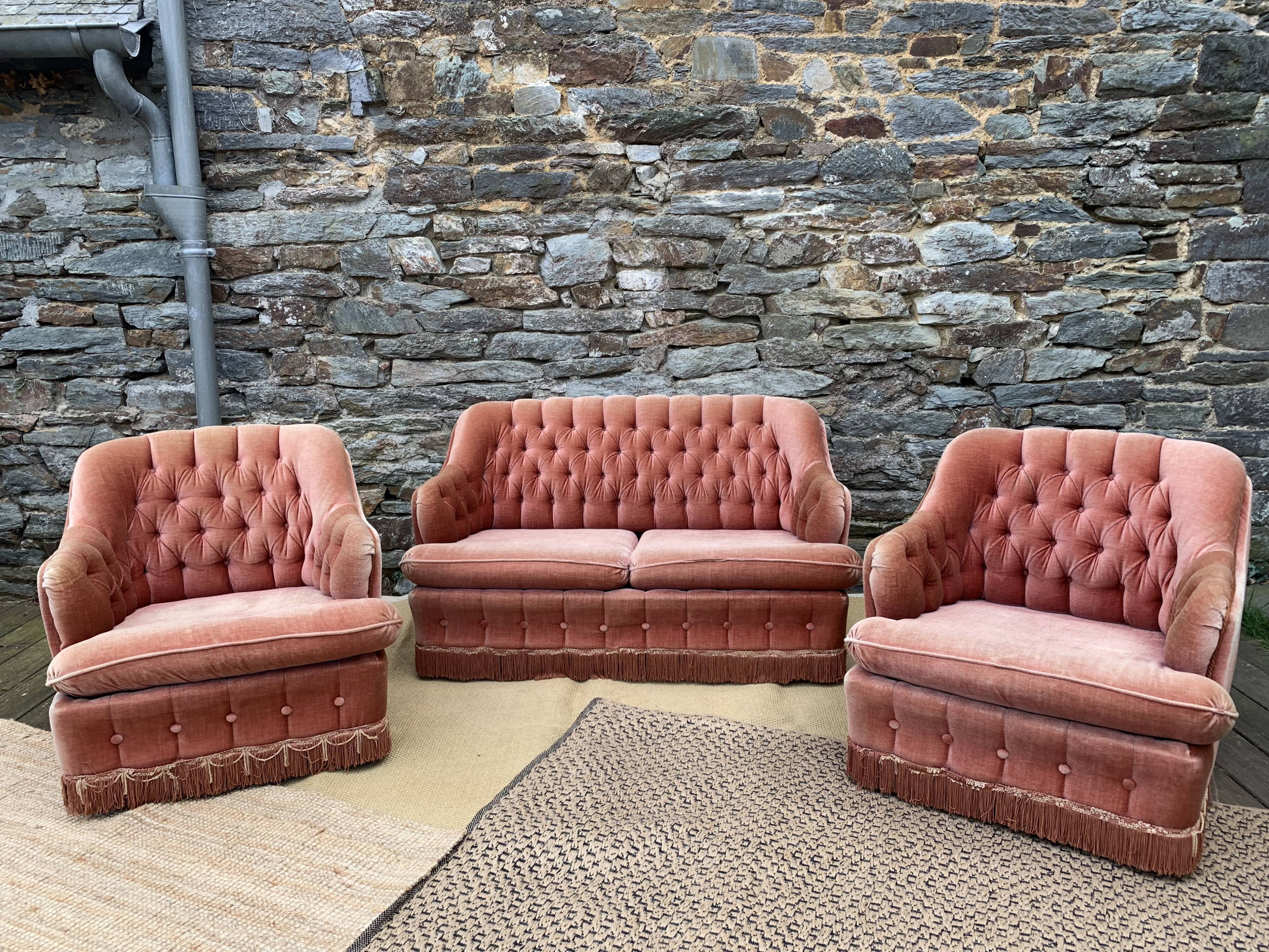 Living room 3 pieces velvet toad