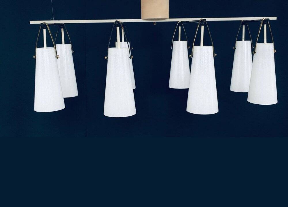 Italian glass and brass chandelier, Italy, 1950s