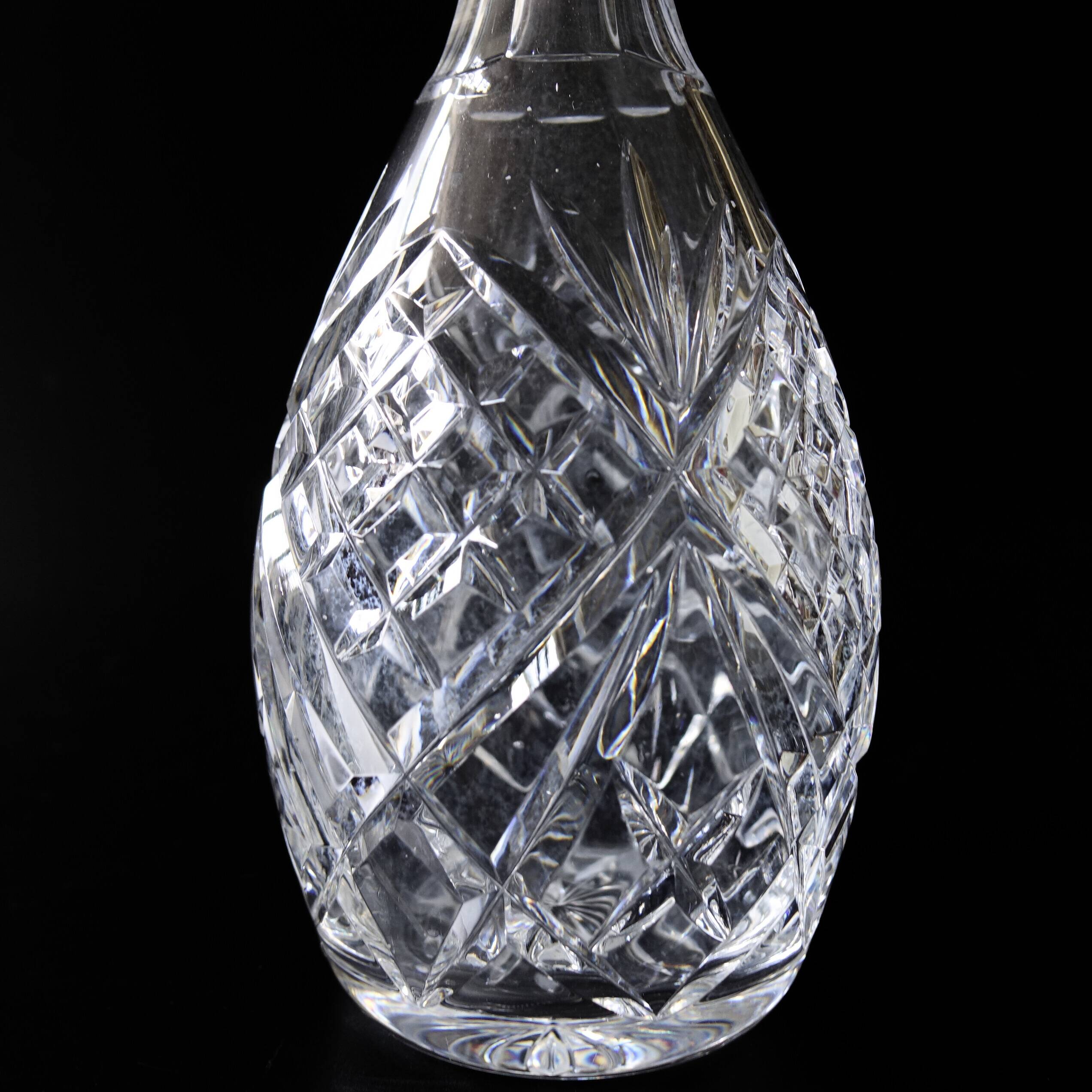 Antique Crystal high Decanter with original Lid with debossed pattern from Sweden early 1900s