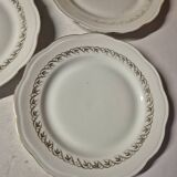 Set of 7 fine porcelain dessert plates with gilding, SFP, French company