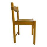 Ensemble de 6 chaises en bois et cuir, Italie, années 1960