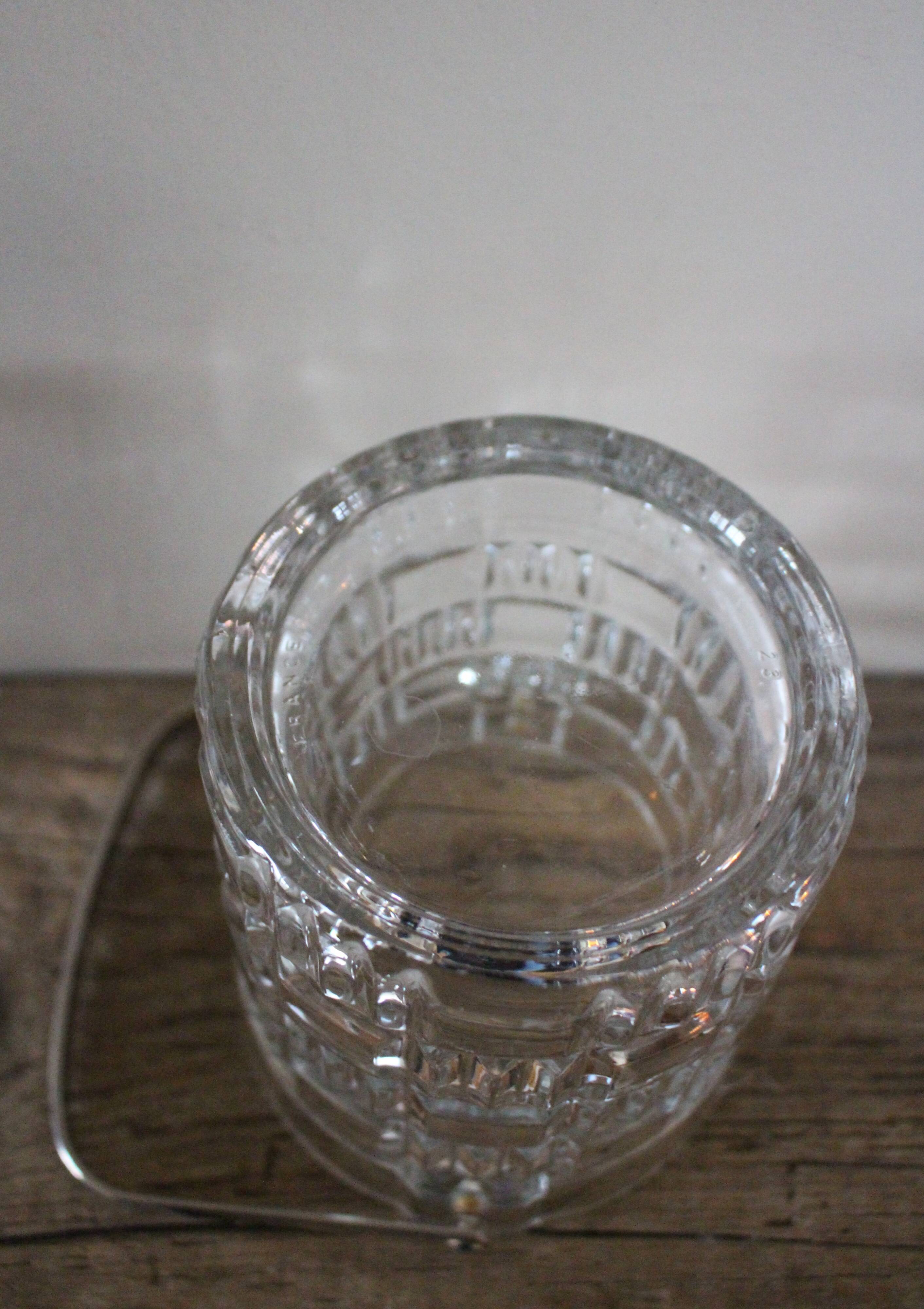 Vintage glass ice bucket with metal handle