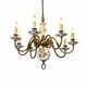 French chandelier in brass and painted porcelain – 8 lights – Ø 76 cm