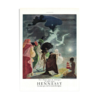 Affiche vintage années 30 Hennessy Brandy 30x40cm