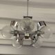 Suspension vintage 5 feux, verre et chrome