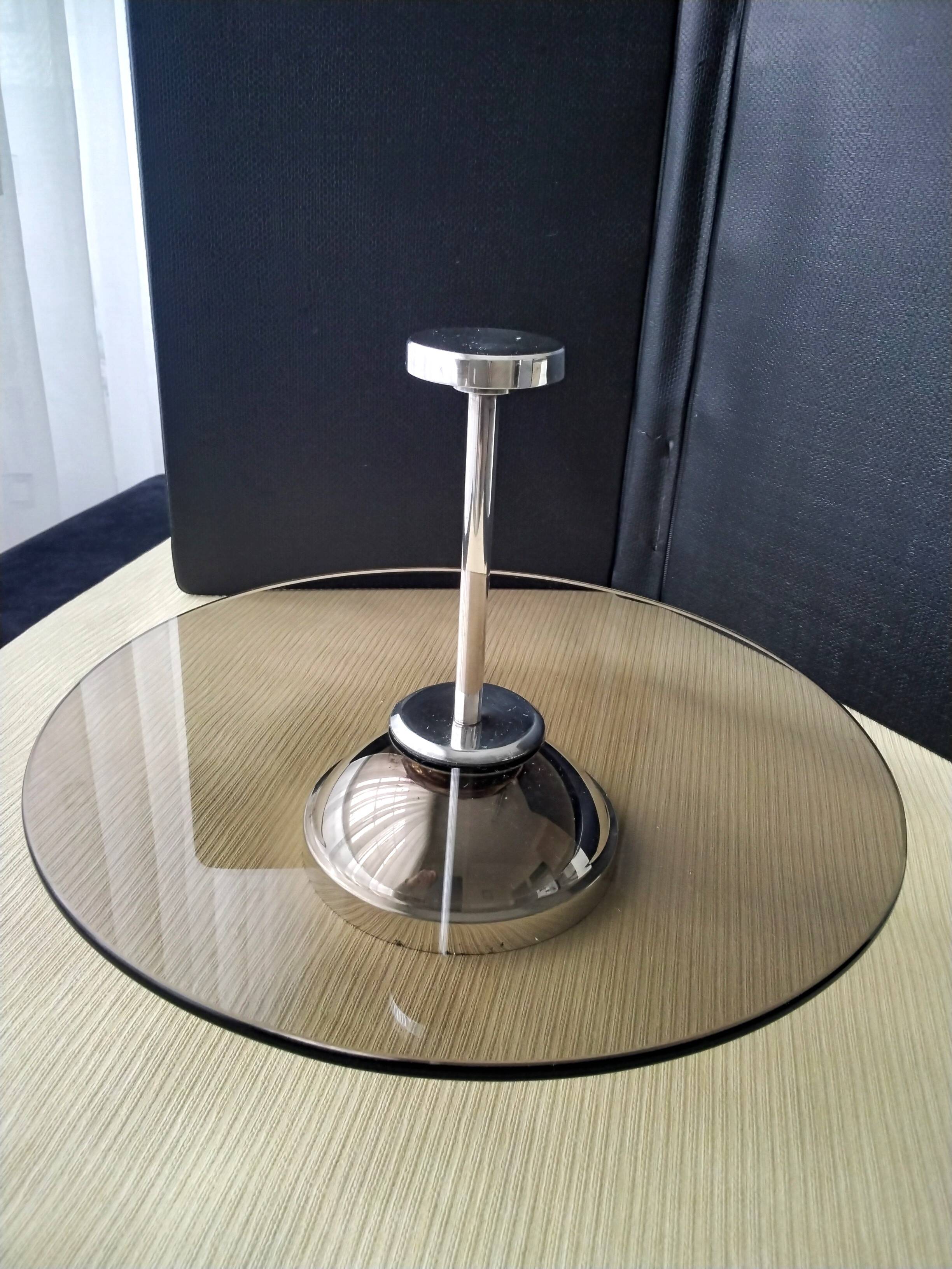 Vintage Glass and Stainless Steel Cheese Board