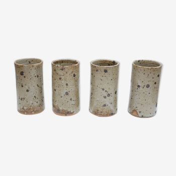 Série de 4 verres mugs vintage en grès pyrité