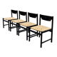 4 vintage dining room chairs with braided seat in wenge wood, 1970s