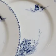 6 antique flat plates Creil and Montereau Téniers service