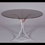 Table with chromed metal legs and smoked glass top, Circa 1970
