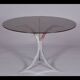 Table  pieds métal chromés et plateau en verre fumé, Circa 1970