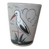 Gobelet vintage Fortuné Schmitter - Betschdorf - décor cigogne grise