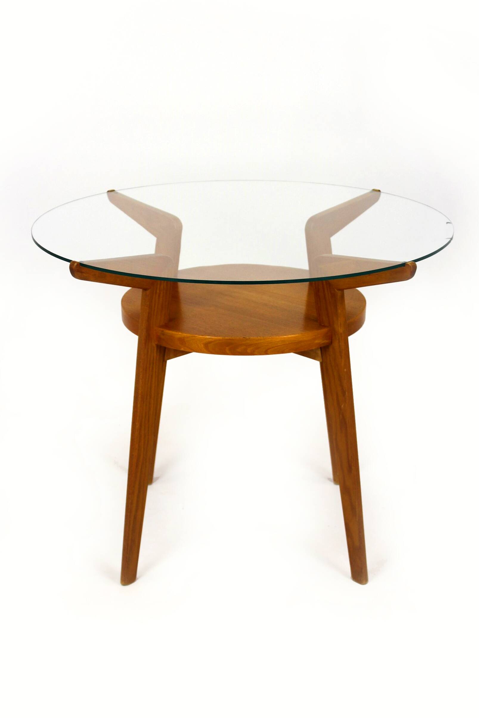 Mid-century round glass top coffee table from jitona, 1960s