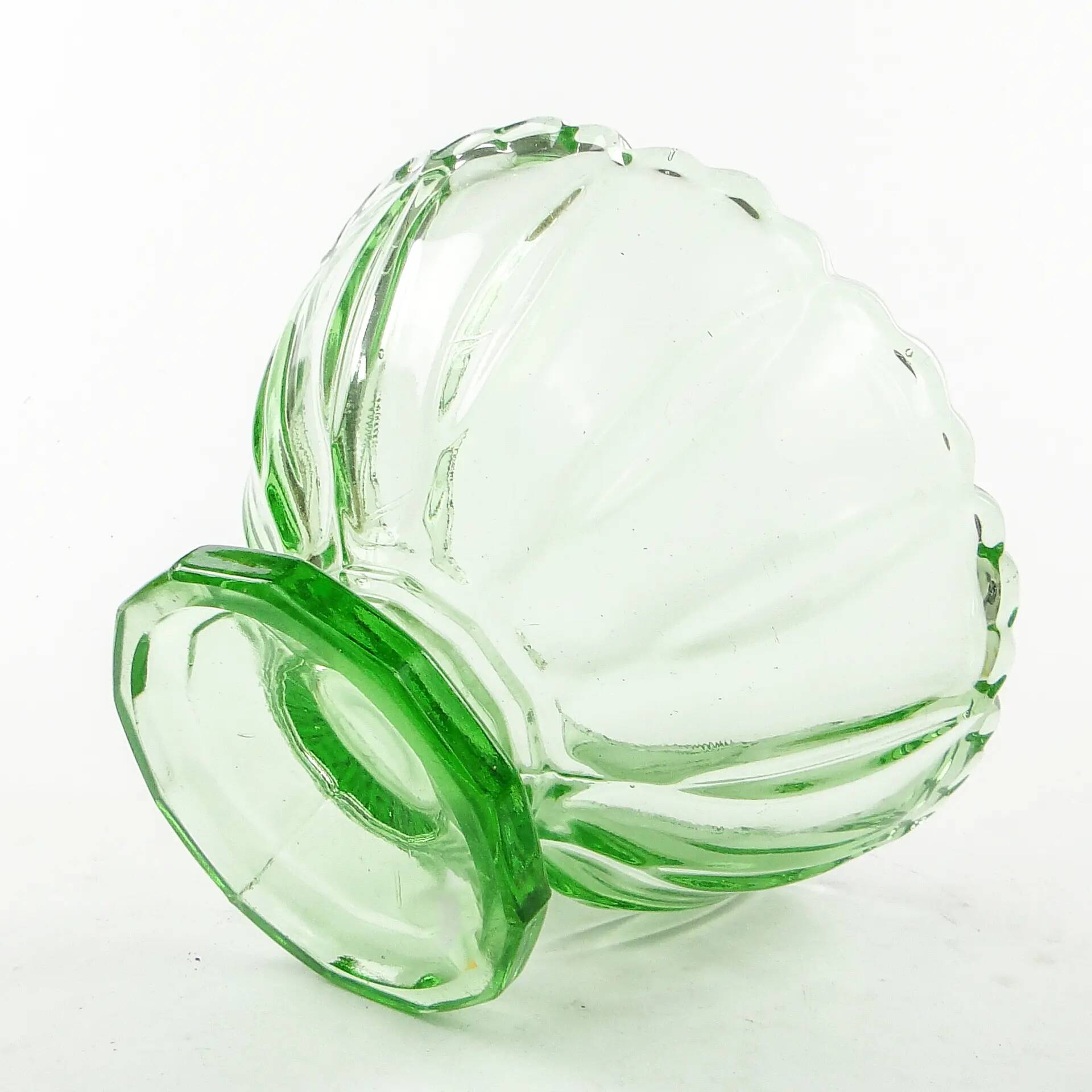 Ring Around fruit bowl, mid-century modern, pressed glass, Ząbkowice, Poland, 1950s