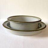 Duo of serving dishes in grand feu stoneware, Brenne earthenware