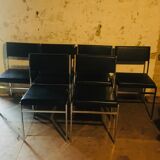 Lot de 6 chaises design en cuir années 70