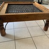 Table basse en bois et fer forgé