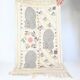 1980s handwoven cotton rug with a cat and flower pattern