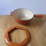Enamelled cast iron fondue set with cast iron handle - Volcanic color