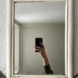 Rattan mirror / white bamboo 60s