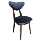 Heart-shaped blue velvet chair with walnut wood, mid-century, Poland, 1960s.