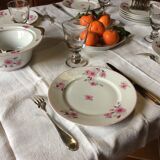 22 flat plates Limoges porcelain, flowers