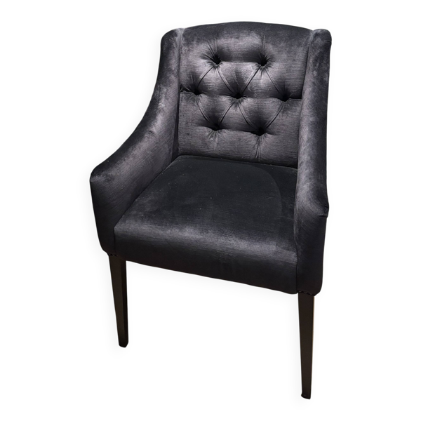 lot de 8 fauteuils de table capitonnés en velours noir