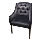 set of 8 upholstered dining chairs in black velvet