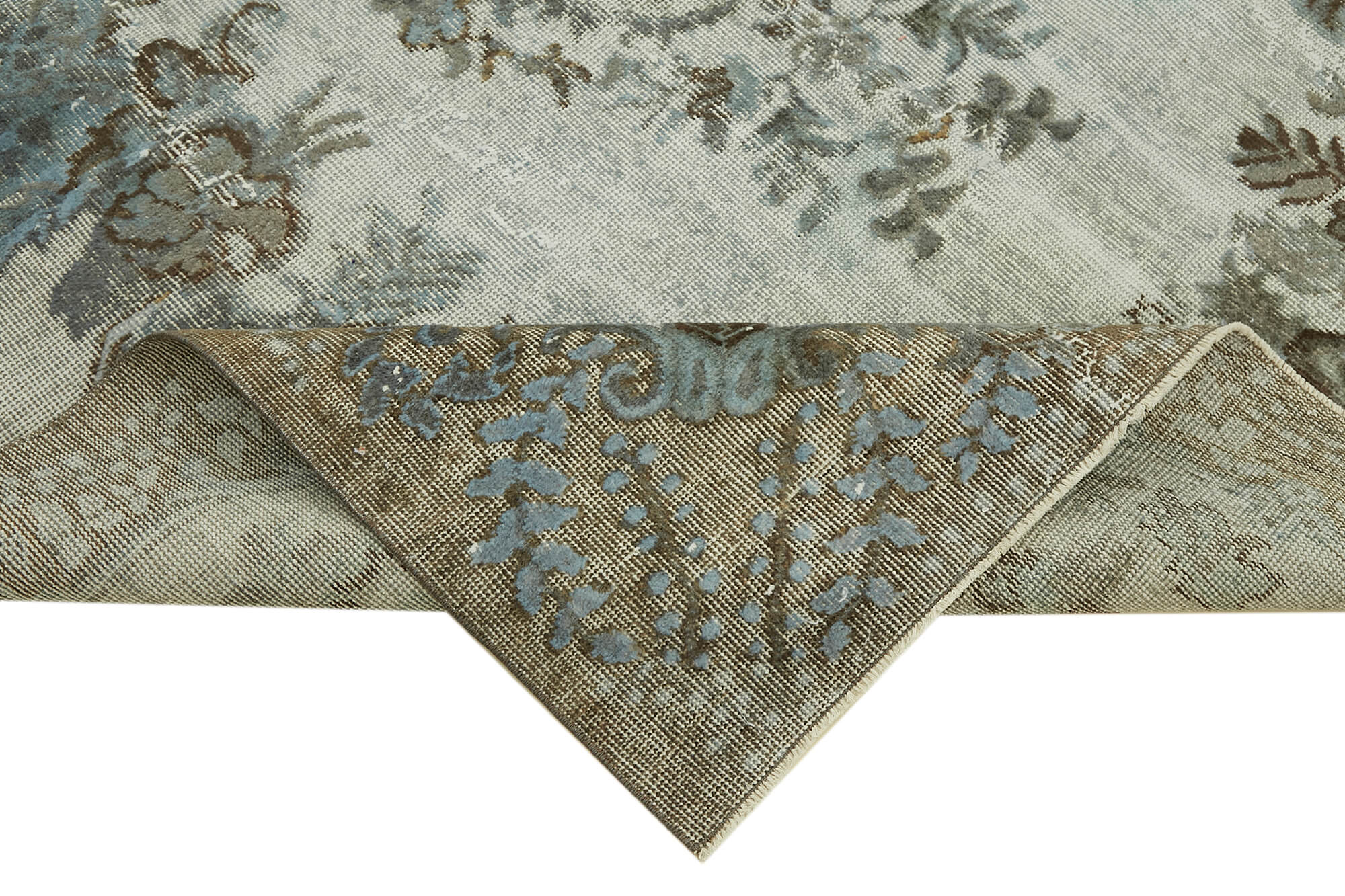 Handmade Hi-Low Pile Anatolian 1980s 195 cm x 283 cm Blue Rug