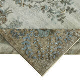 Handmade Hi-Low Pile Anatolian 1980s 195 cm x 283 cm Blue Rug