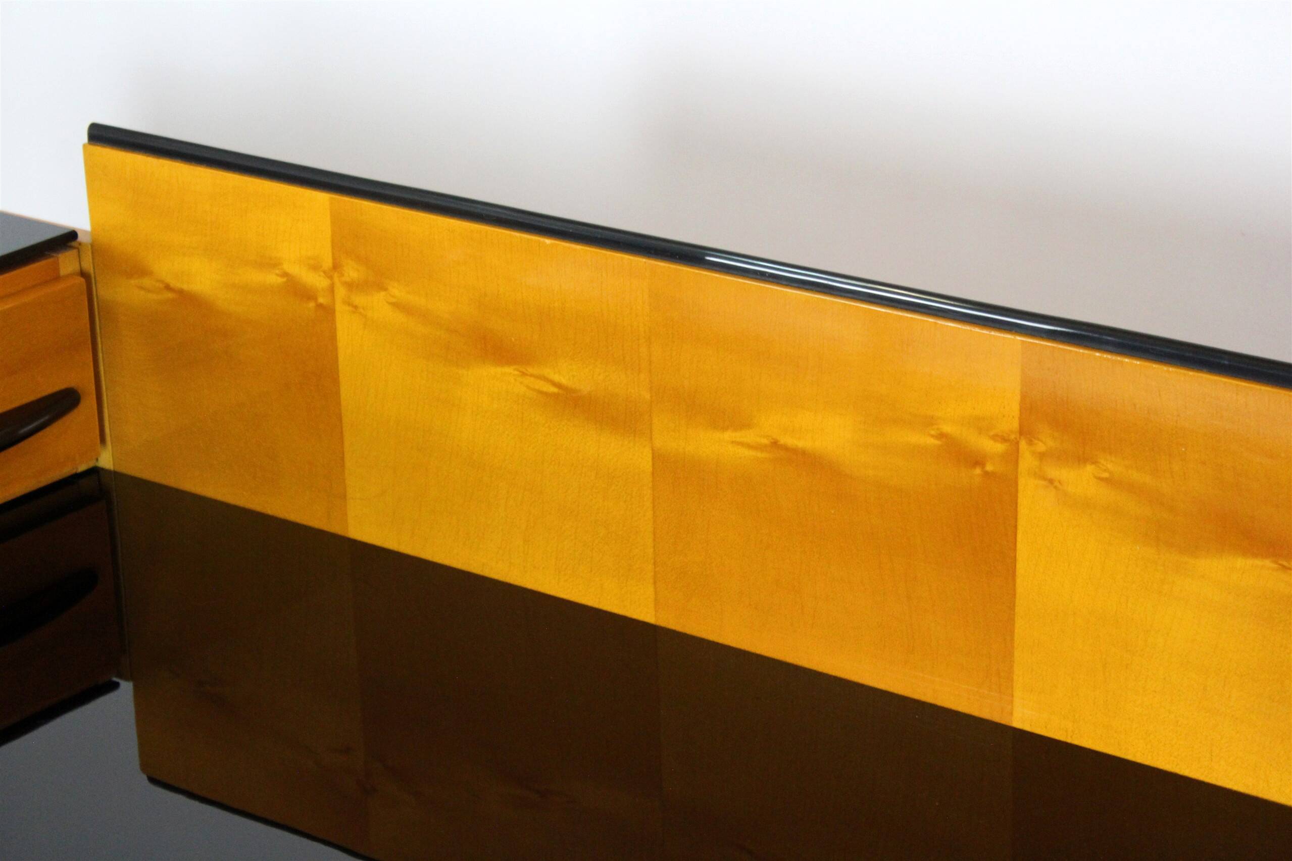 Modular Desk Set with Black Glass Top by Mojmir Pozar, 1960s, Set of 3
