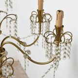 Candlestick Waterfall mid century brass and Crystal 1950 s