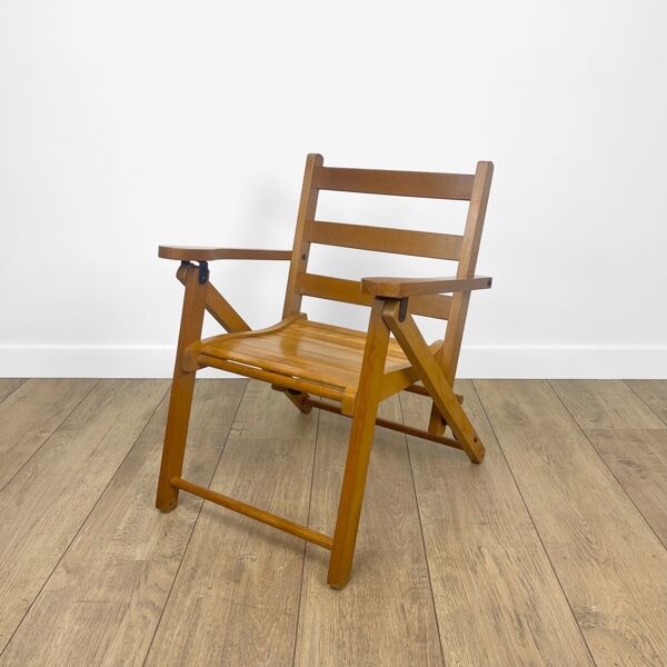 Fauteuil pliable en bois pour enfant années 60