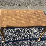 Vintage oak marquetry coffee table, Louis XV style - top motif