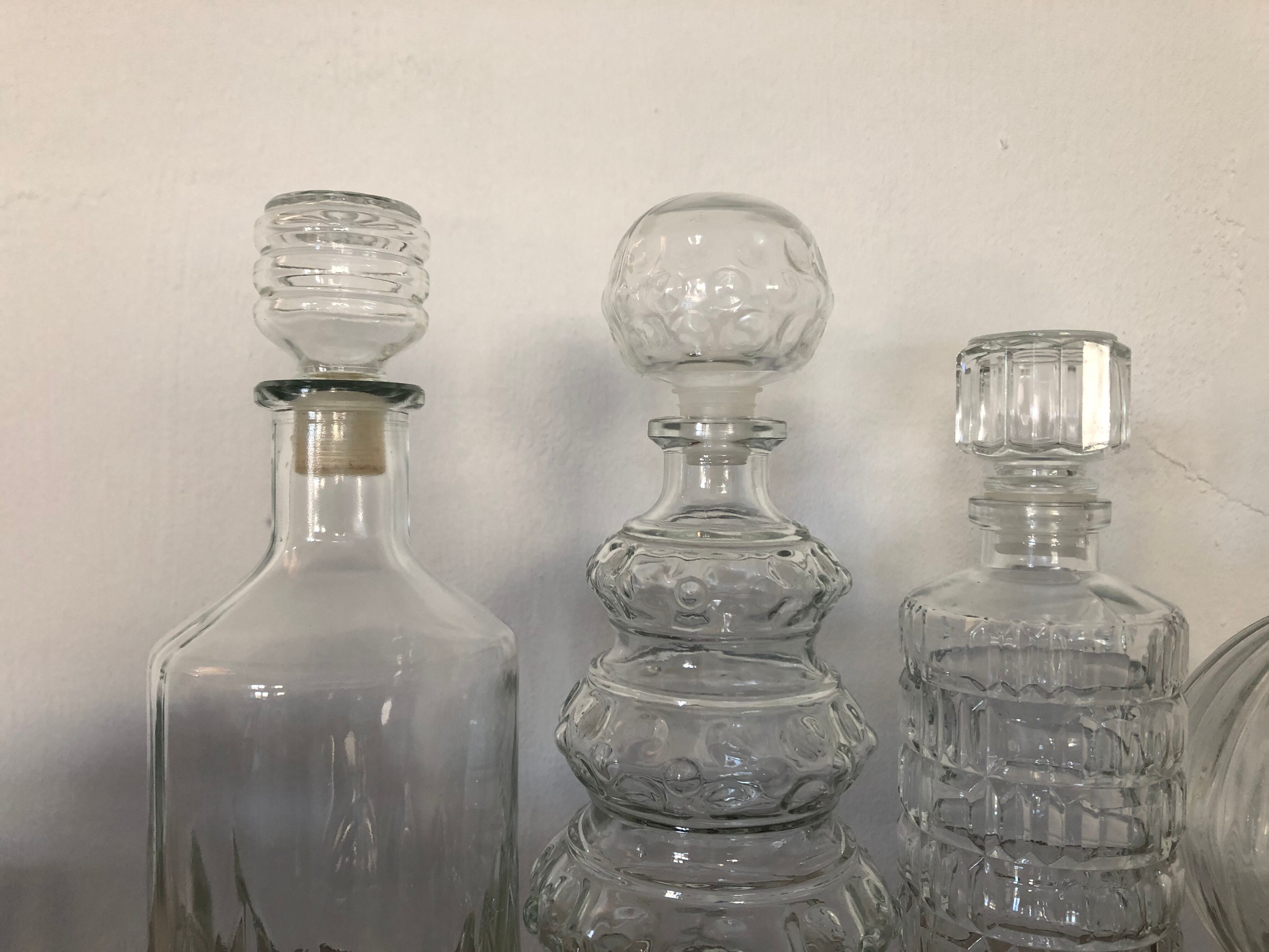 Lot 4 vintage decanters mismatched