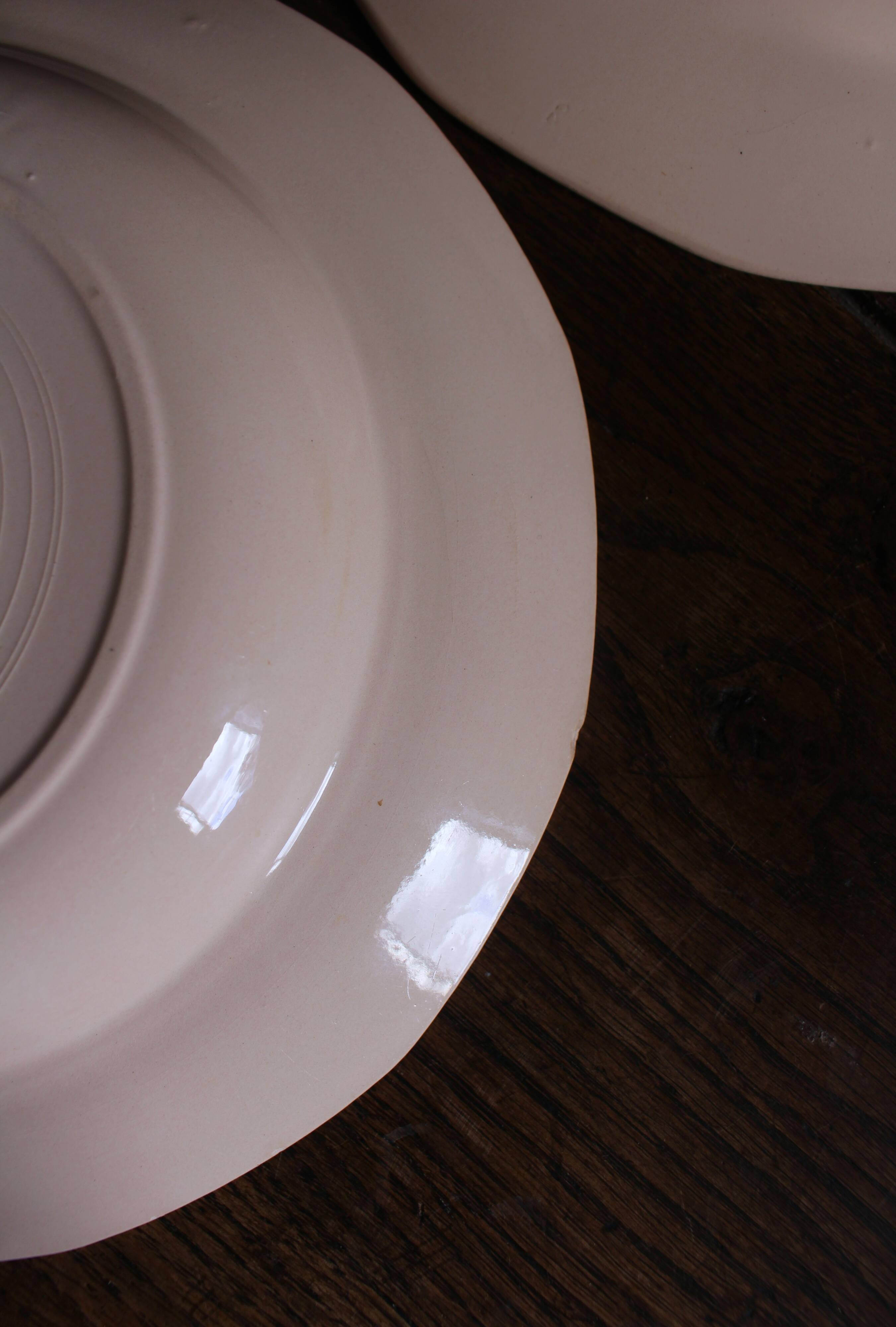 A set of 6 deep plates Fécamp Choisy le Roi Terre de Fer Rose Digoin.