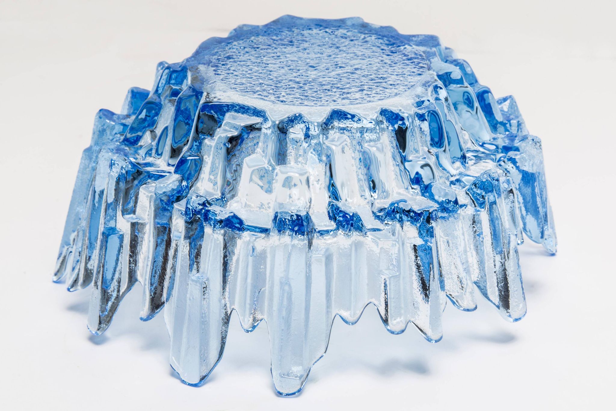Vintage decorative plate in light blue glass, Italy, 1960s.