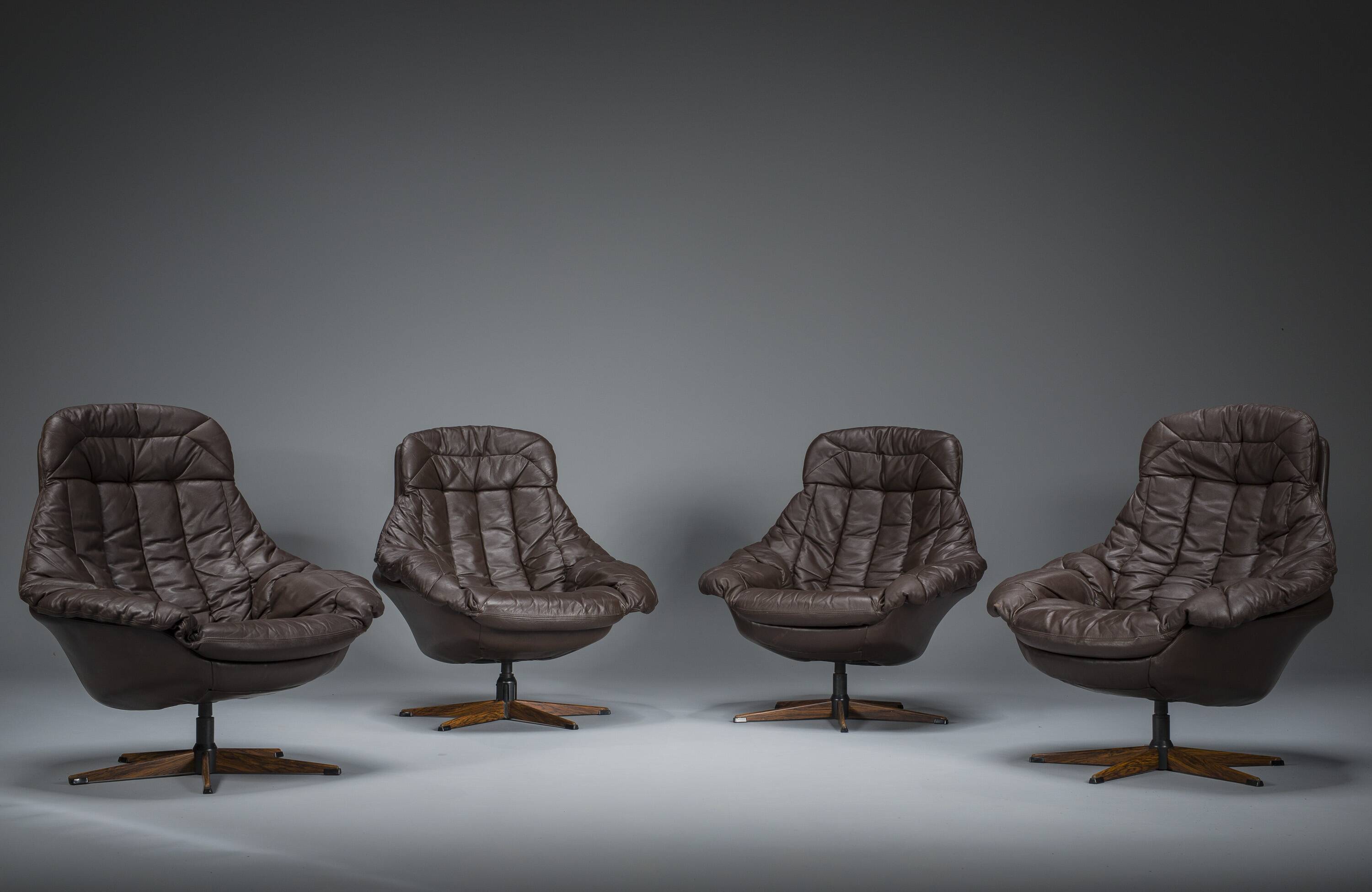 Scandinavian Swivel Armchairs by HW Klein for Bramin, 1960s, Set of 4