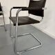 Lot of 5 tubular metal leather chairs, Bauhaus design, vintage 1970s.